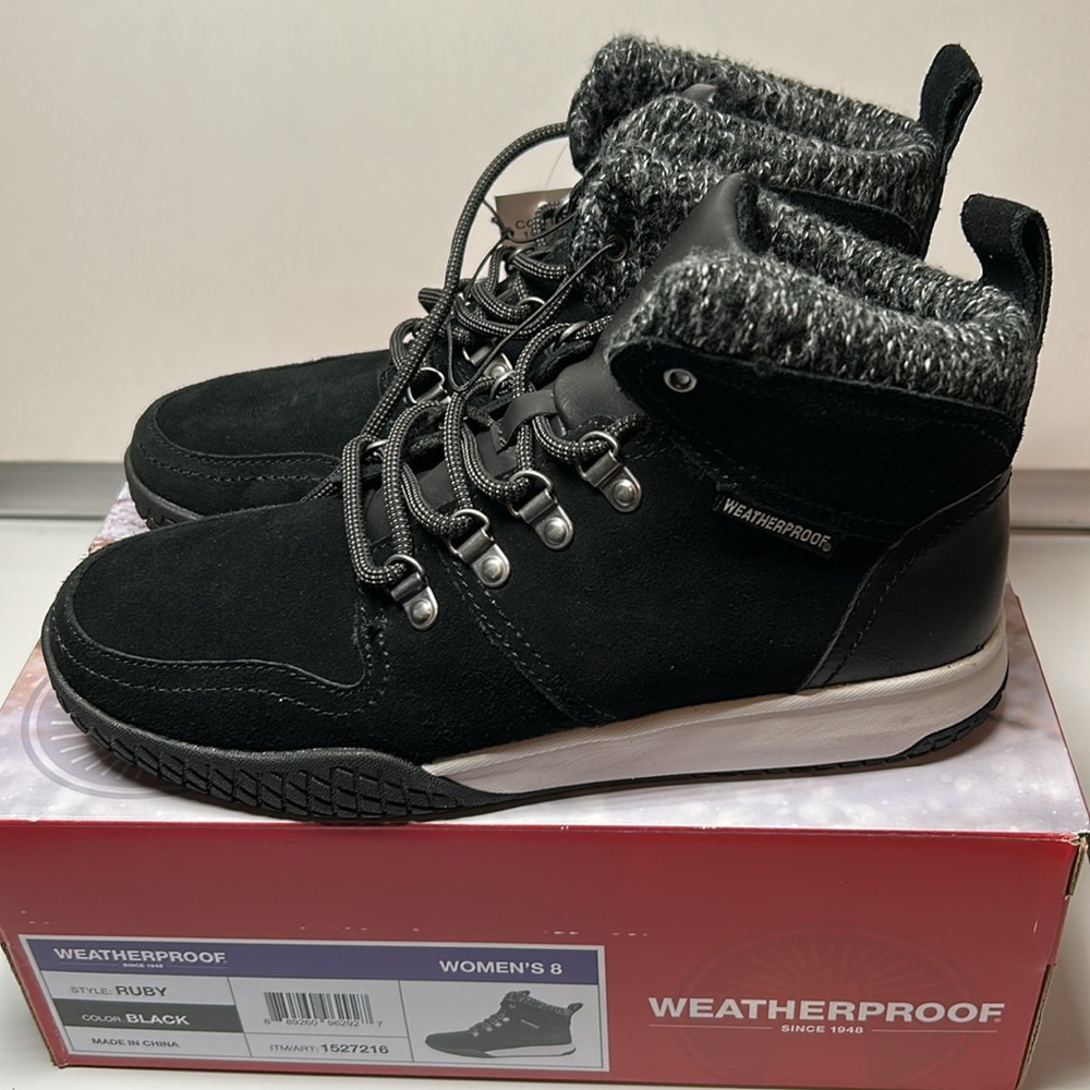 WEATHERPROOF Boots RUBY 8 Outdoor Hiking Rugged Suede Snow Winter Chunky Lug